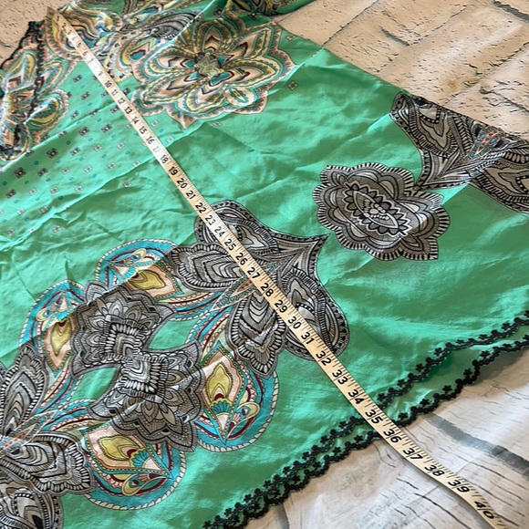 Johnny Was Vibrant Mint Green Mandala Silk Blouse - Picture 9 of 11